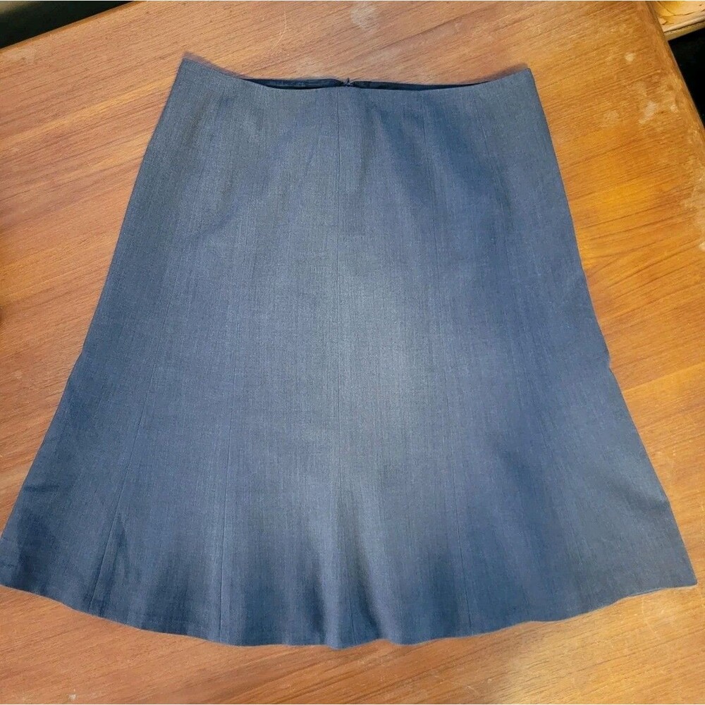 Calvin Klein Skirt 8 Womens Swing Flare Career Gray Stretch Business Secretary
